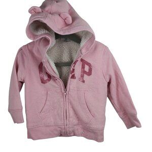 Gap Baby Pink‎ Fleece-Lined Hoodie With Ear Details Size 12-18 Months